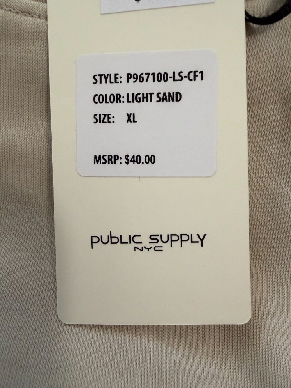 Public Supply NYC Mens XL Oversized TShirt Buttercream Cream Short Sleeve Tee - Picture 10 of 10